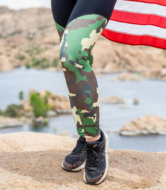 Sale 25% OFF, FREE Shipping, Compression Leggings, w/ "Booty Lift" - Camo, Large