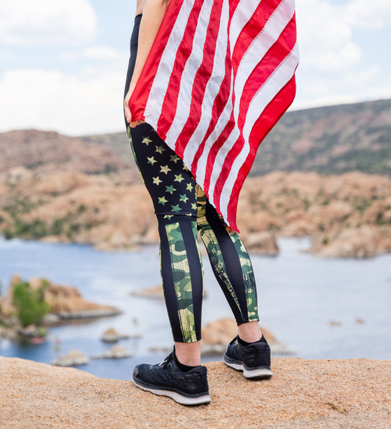 Compression Leggings, w/ "Booty Lift" Camo Flag