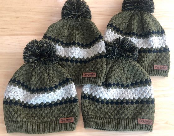 10% OFF + FREE Shipping, Women's Cable Knit Beanie w/ Pom Pom, Olive