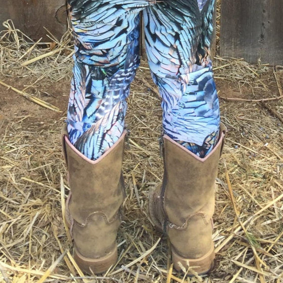 Youth Turkey Feather Girls Leggings, 2T-7, Non-Toxic Inks