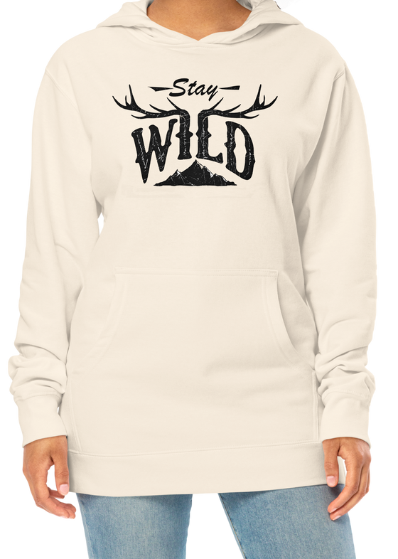 Stay Wild Hoodie, Teal or Bone