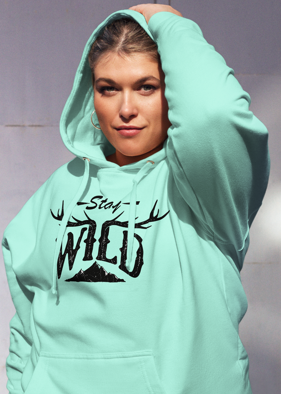 Stay Wild Hoodie, Teal or Bone