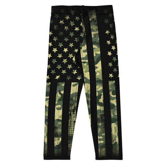 SALE 20% OFF + FREE Shipping Toddler Camo Flag Patriotic Girls Leggings, Non-Toxic Inks