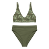 Fishing logo bikini with trout on it in olive with a high waist from River To Ridge Brand