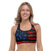 Sports Bra, Patriotic 2A Gun Flag, UPF 50