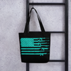 Tote Bag, Tactical Gun Flag Teal Logo