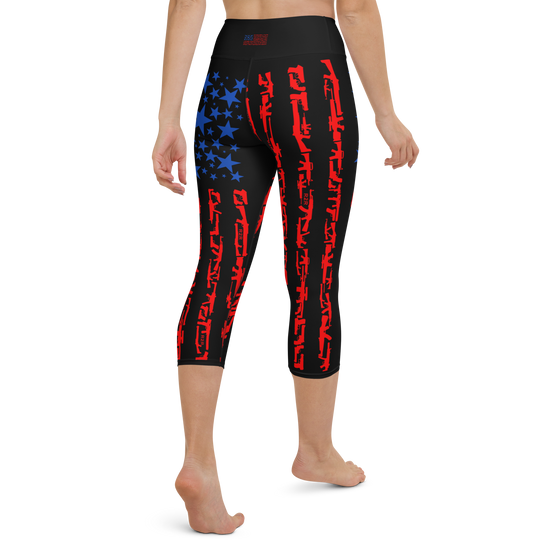 CAPRI Leggings, High Waist, Patriotic Gun Flag Pattern