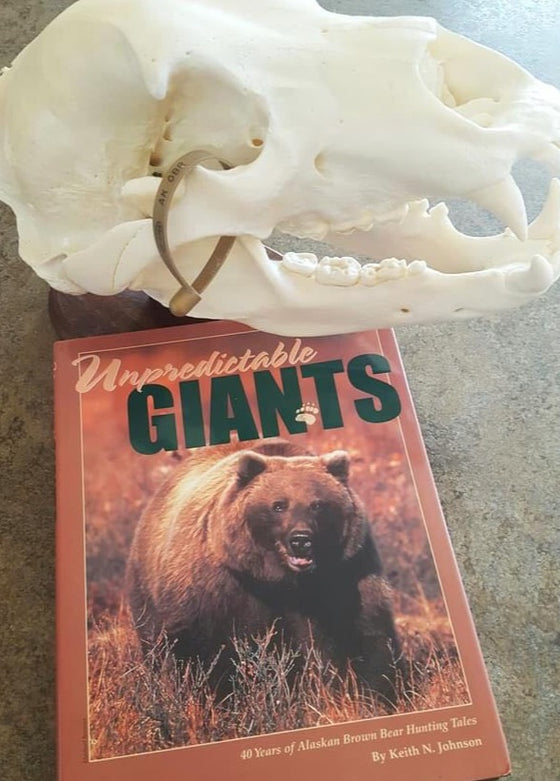 unpredictable giants hard back coffee table book about brown bear hunting in alaska and a brown bear skull available at River to Ridge