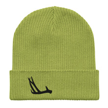  Product mockup of an antler logo beanie in lime green from River to Ridge Clothing Brand