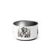 River to Ridge Brand Dog Bowl with a hunting sporting dog on it in white and brown