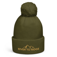  Product mockup of River to Ridge Brand Knit Hat with pom pom