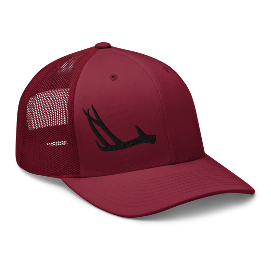 Antler Logo Shed Hunting Snapback Hat, Unisex, Cranberry or Grey