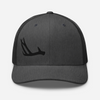 Product mockup of an antler logo shed hunting hat from River to Ridge Clothing company with a deer antler stitched on it on one side of the front