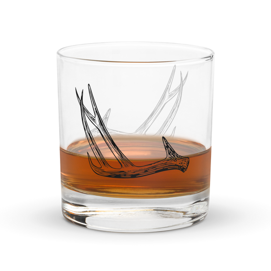 Antler Whiskey Rocks Glass, Shed Hunting