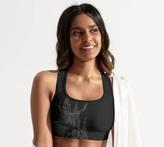 Sports Bra, Woodland Black, UPF 50