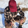 Antler Logo Shed Hunting Trucker Snapback Hat, Unisex, Cranberry or Grey