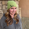 Women's Antler Natural Fabric Ribbed Beanie, Lime