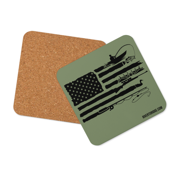 Sportsman's Flag Cork-Backed Waterproof Coaster