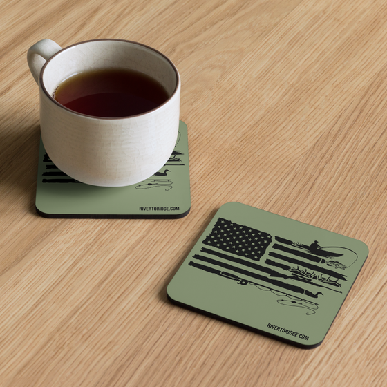 Sportsman's Flag Discount Bundle Set of 4 Cork-Backed Waterproof Coasters