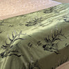 Elk Logo Throw Blanket from River to Ridge Clothing Brand, olive with elk and tracks pattern