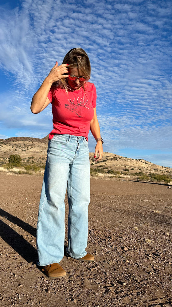 Elk Logo T, Heather Red or Berry