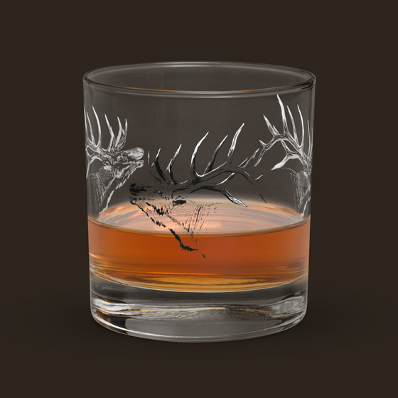 Elk Logo Whiskey Rocks Glass