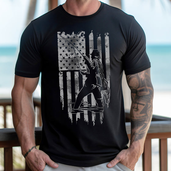 Men's Fishing USA T, Black or Forest