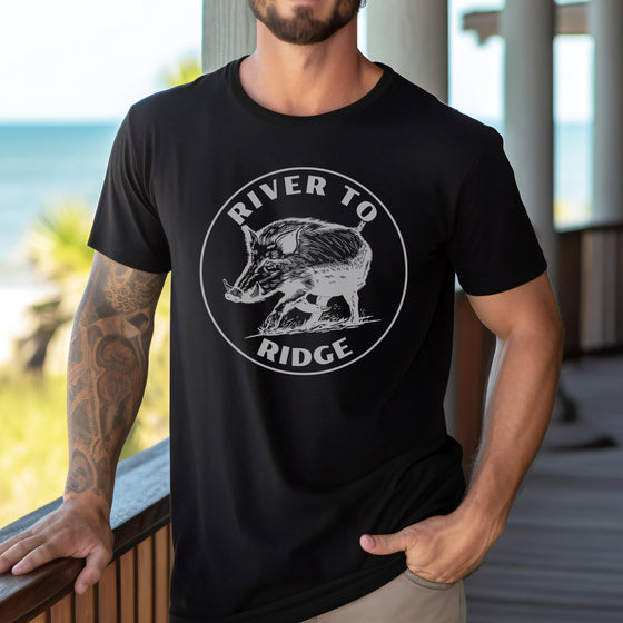 Men's Hog Hunting T, Charcoal or Black