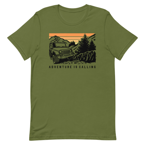 Adventure is Calling, Men's Offroading T, Olive or Ivory