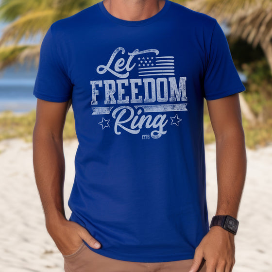 Let Freedom Ring 2A Men's Patriotic T, Red or Blue