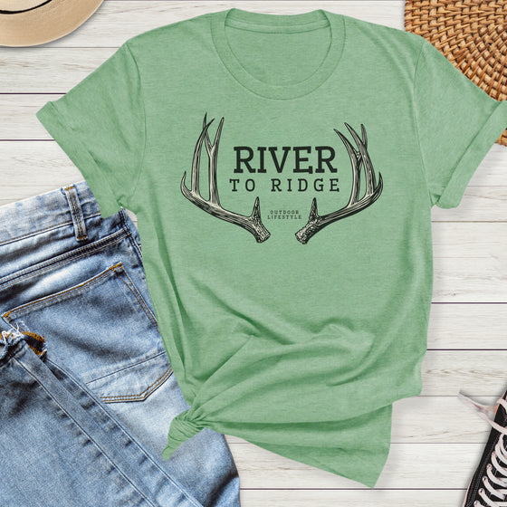 Women's Deer Antler River to Ridge Logo T, Mint or Heather Orange