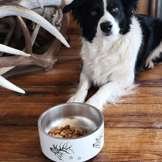 Elk Logo Premium Stainless Steel 32oz Non-Slip Pet Bowl