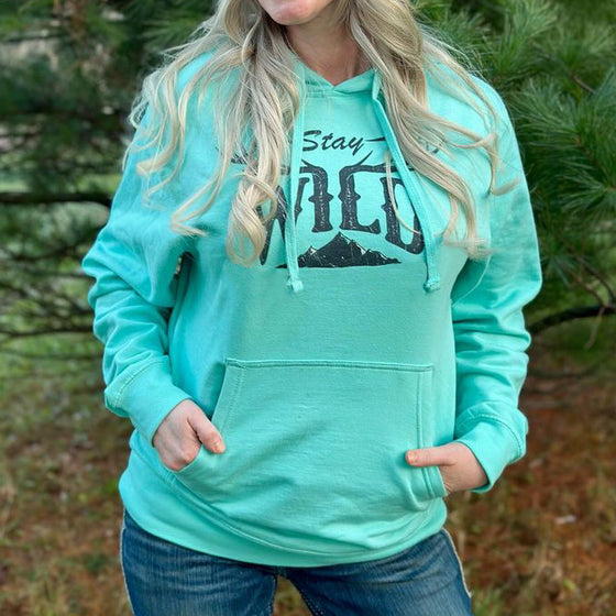 Stay Wild Hoodie, Teal or Bone