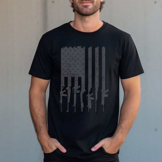 Men's Tactical Logo 2A Gun Flag USA T