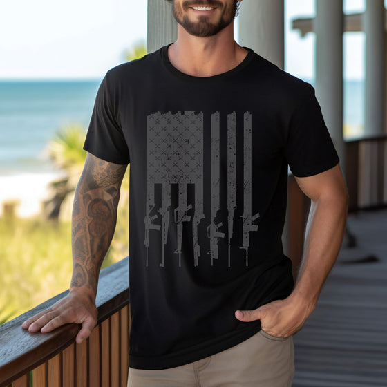 Men's Tactical Logo 2A Gun Flag USA T