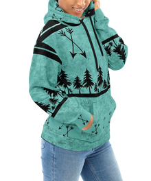  Women's Ultra Plush Teal Arrow Hoodie