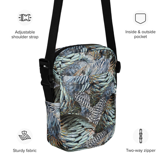 Turkey Feather Crossbody Bag / Concealed Carry, Water Resistant