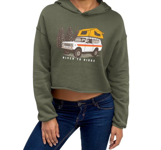 Vintage Truck Camping Crop Hoodie