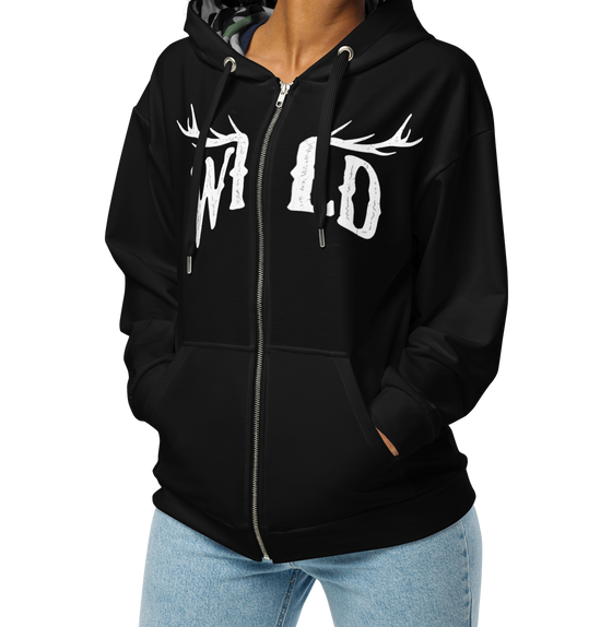 WILD Zip Women's Hoodie, Camo Lined Hood