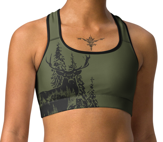 Sports Bra, Woodland OD Green, UPF 50