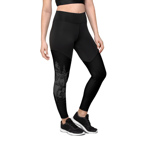 Compression Leggings, w/ "Booty Lift" Woodland Black