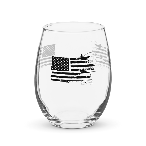 Sportsman's Flag Stemless Wine Glass