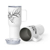 Product mockup of a River to Ridge Brand Elk Logo Stainless Steel Water  or coffee Mug in 40oz with a bull elk on it