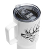 Product mockup of a River to Ridge Brand Elk Logo Stainless Steel Water  or coffee Mug in 40oz with a bull elk on it