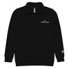 Product mockup of a River to Ridge Brand Fleece Pullover half zip with the embroidery logo on it