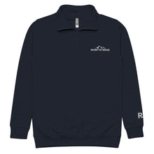  Product mockup of a River to Ridge Brand Fleece Pullover half zip with the embroidery logo on it