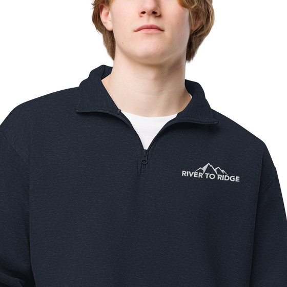 Half Zip Stitched Logo Men's Fleece Pullover