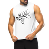 Men's Muscle Tank Top in white, from River to Ridge Clothing Brand with an Elk bugling on it