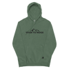 River to Ridge Clothing Brand Womens Vintage Wash Hoodie in green with embroidered logo on chest and sleeve in black