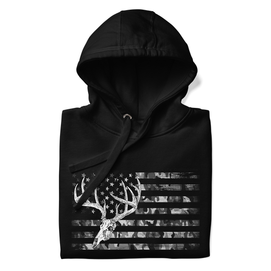 Whitetail Flag, Men's Hoodie, Black or Grey